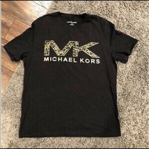 Michael Kors Gold foil black cotton logo crew neck